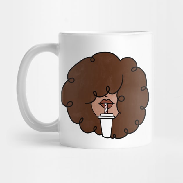 Pepette with a straw Beautiful Black Woman Drinking in a Travel Mug Cute Coffee Dates Coffee Espresso Cappuccino Latte Macchiato Coffee with Milk Cute Black Woman with Afro Hair Natural Hair Curly Hair Perfect Coffee Lover Gift for African American by nathalieaynie